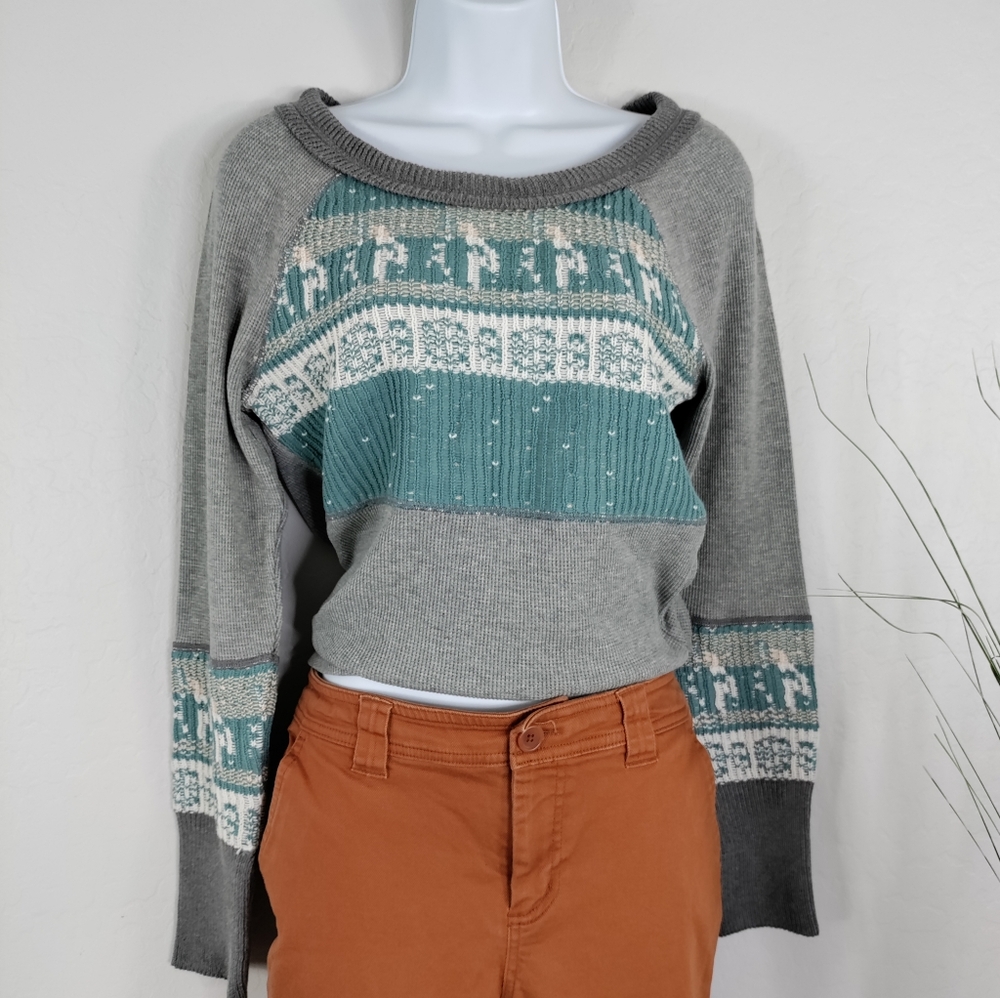 Soft Surroundings Henley Sweater    Top Pullover Scoop Neck Fitted L